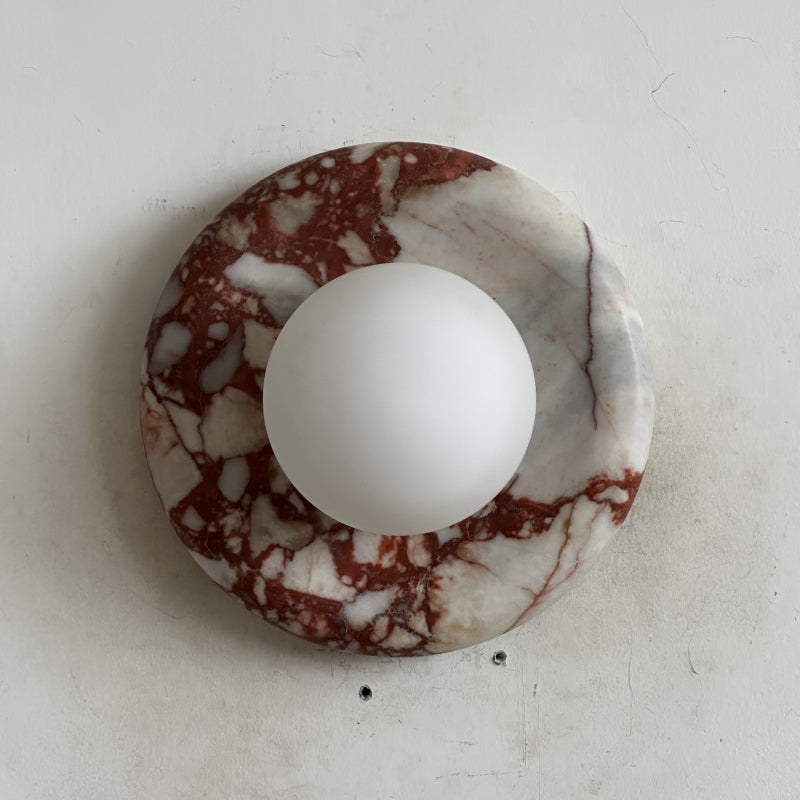 Orli Marble Wall Sconce Natural Stone LED Bedroom Living Room — Multiple Stone Selections