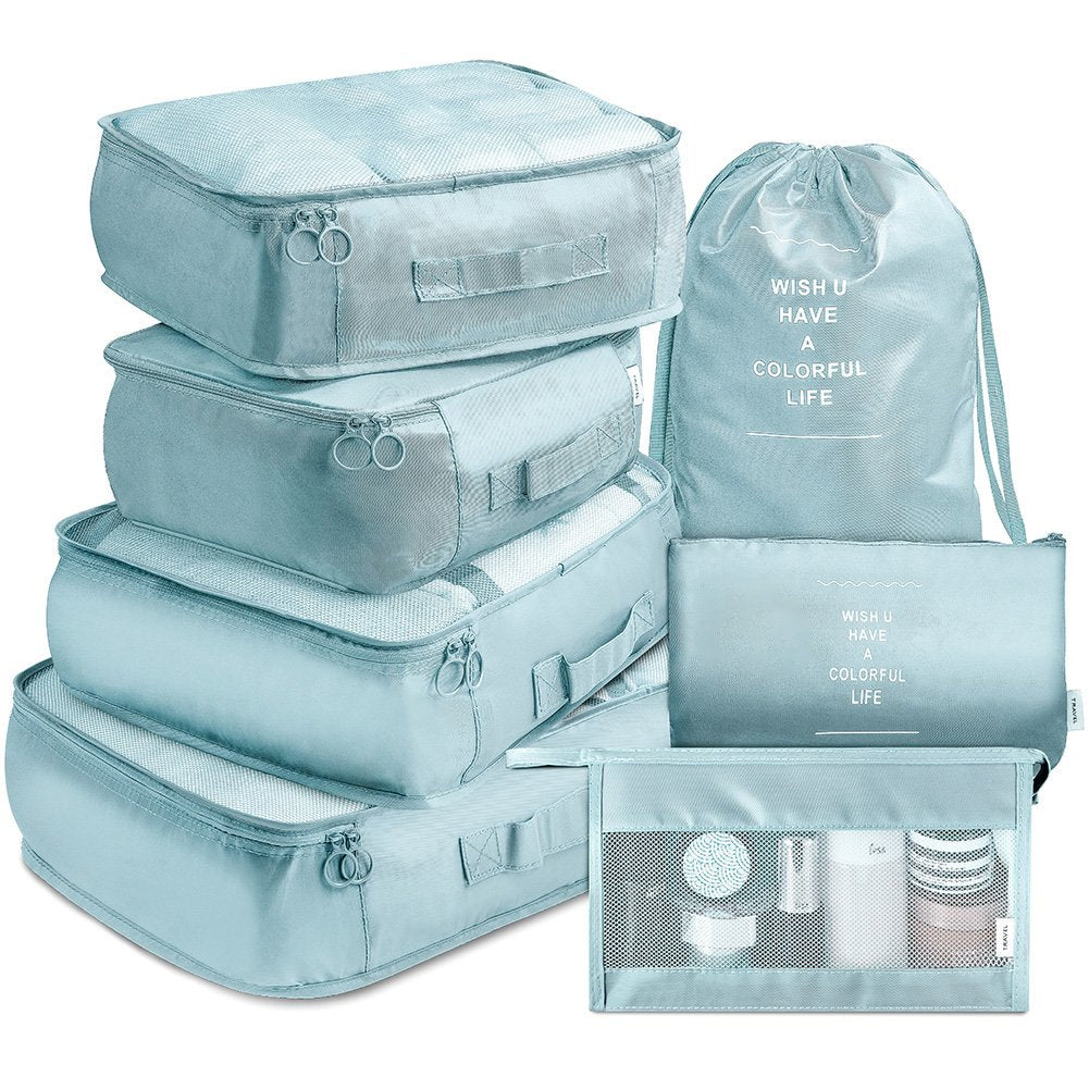 7-Piece Travel Packing Cubes Set – Suitcase Clothing Organizer Bags for Luggage, Mesh Packing Cubes & Travel Storage Bags