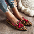 Orthopedic-Inspired Soft Suede Leopard Pointed Loafers