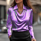 Printed minimalist swing collar shirt collar women's top