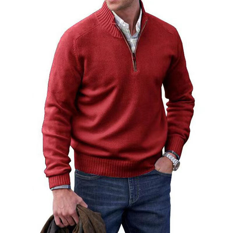 Men's Zipper Stand up Collar Sweater