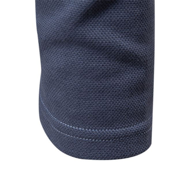 Men's Long Sleeve Polo Shirt - Solid Color Lapel Collar Top