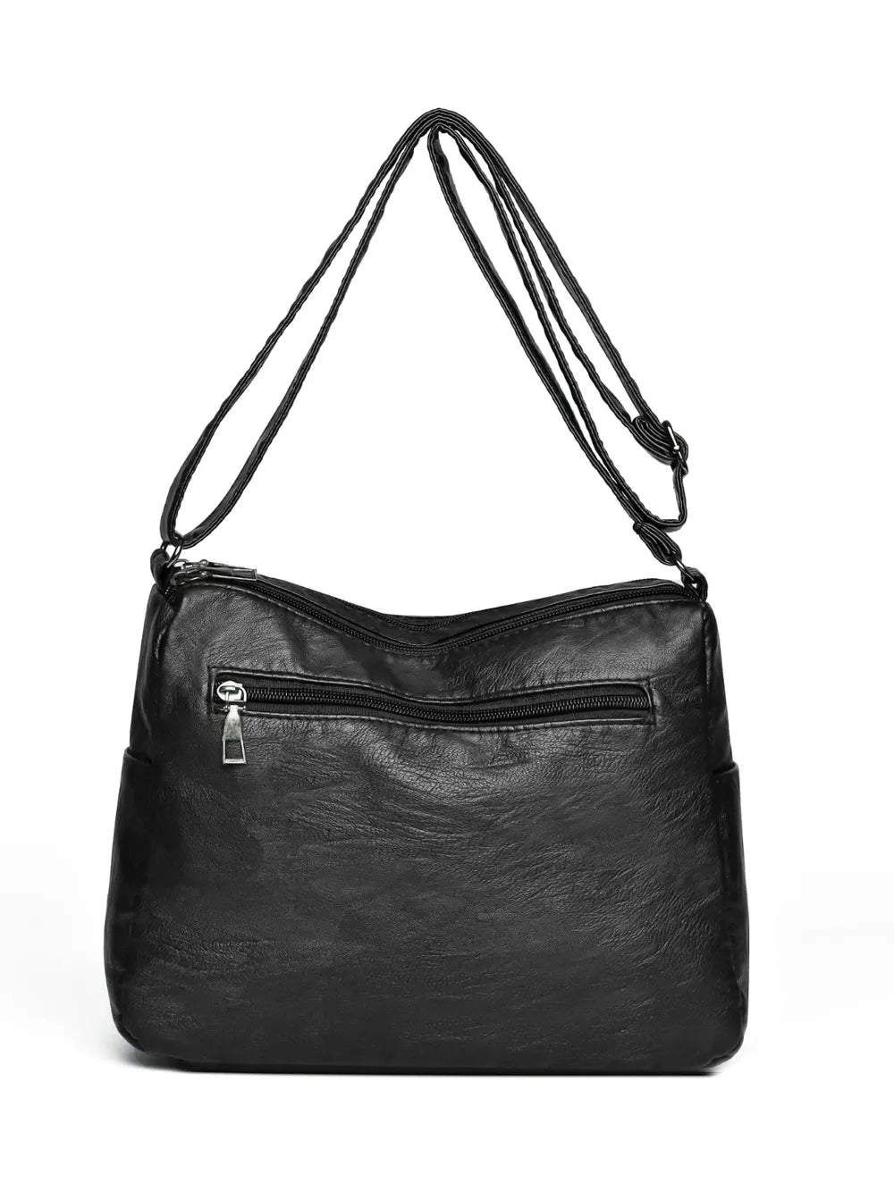 Sac à bandoulière en cuir synthétique tressé – Sac à main femme de taille moyenne avec plusieurs fermetures éclair