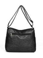 Braided Detail PU Leather Crossbody Bag – Women’s Medium Multi-Zip Shoulder Purse