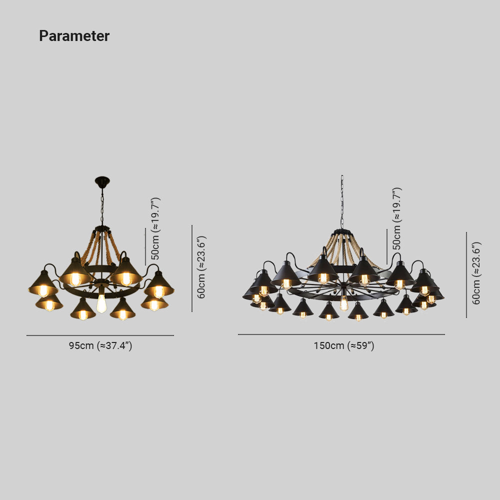 Epoch Vintage Industrial Rope Chandelier  Living Room