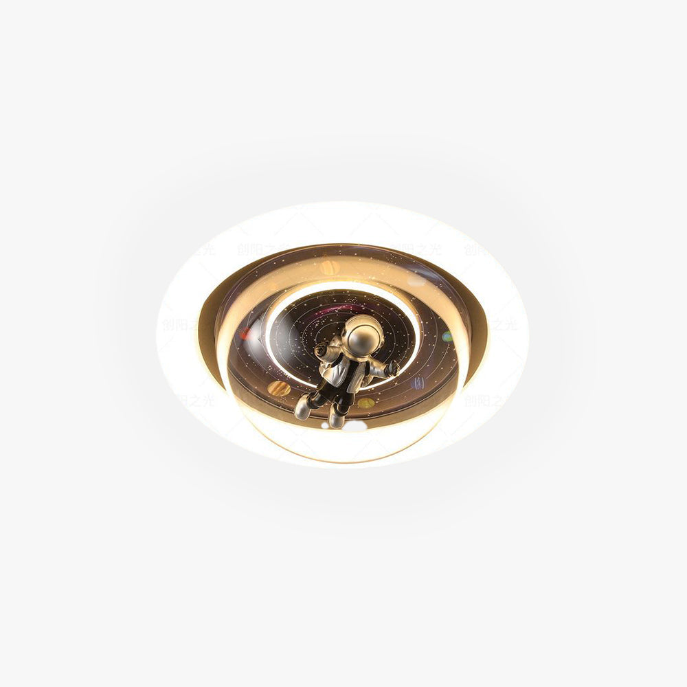 Aria Cosmic Astronaut & Galaxy Motif Flush Mount Ceiling Light