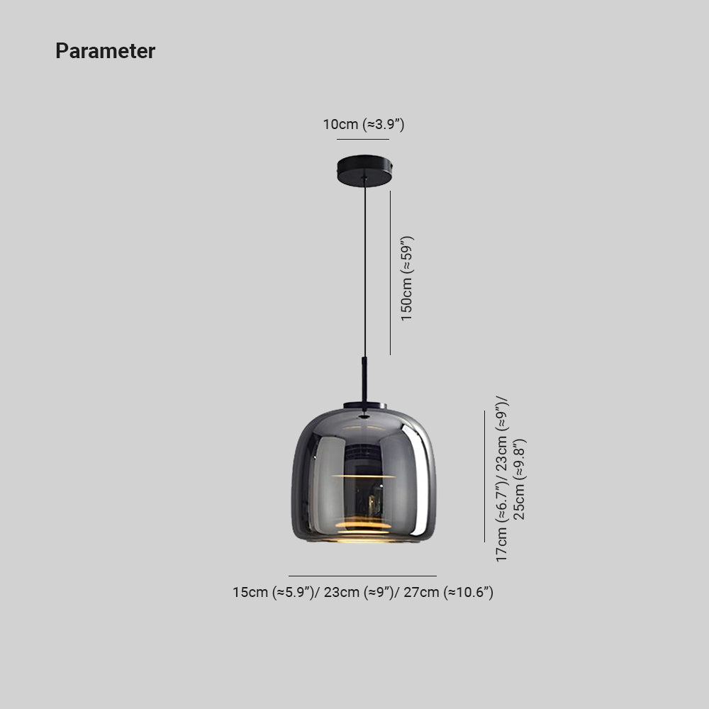 June Minimalist Pendant Light Glass Smoke Gray