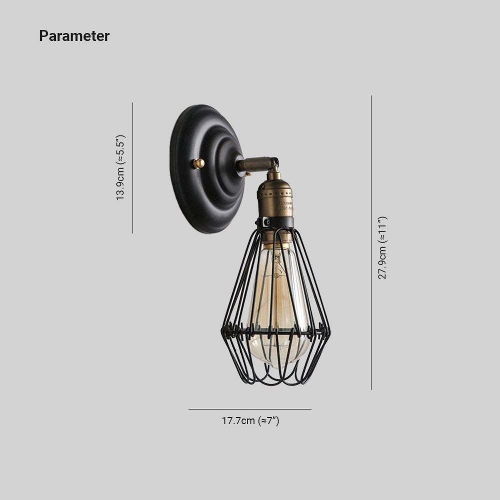 Alessio Industrial Lantern-Style Metal Wall Sconce – Black & Rust Finish