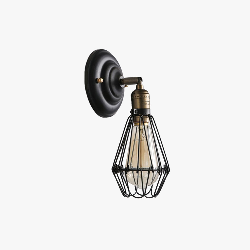 Alessio Industrial Lantern-Style Metal Wall Sconce – Black & Rust Finish