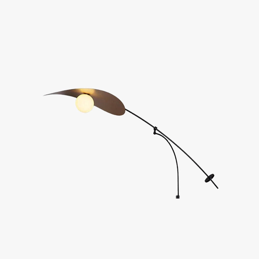 Arisha Arc Wall Lamp – Black & Gold Metal and Glass Sconce for Bedroom