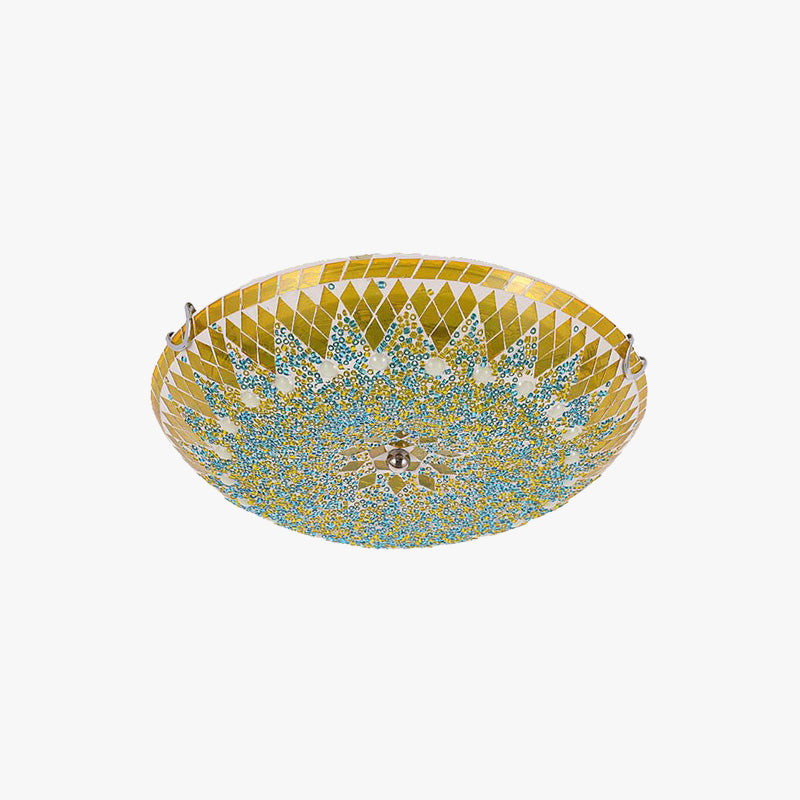 Tiffany Modern Mediterranean Glass Flush Mount Ceiling Light Blue/Yellow/White