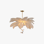O'Moore Ostrich Contemporary Elegant Feather Chandelier, White