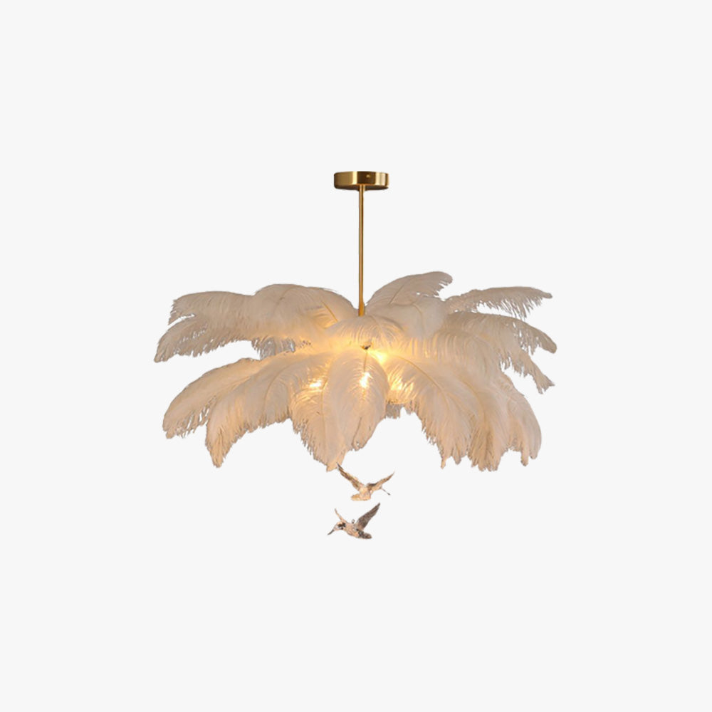 O'Moore Ostrich Contemporary Elegant Feather Chandelier, White