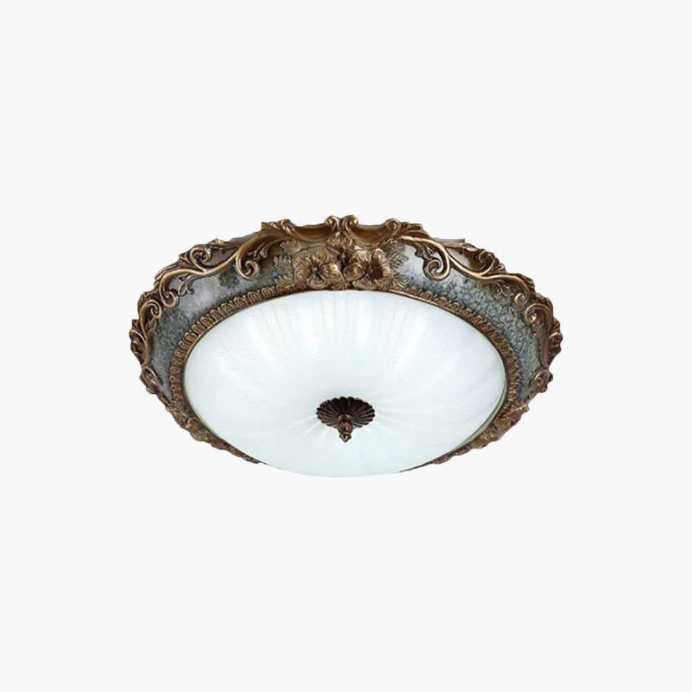 Tiffany Flush Mount Ceiling Light, Brass/Resin