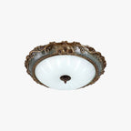 Tiffany Flush Mount Ceiling Light, Brass/Resin