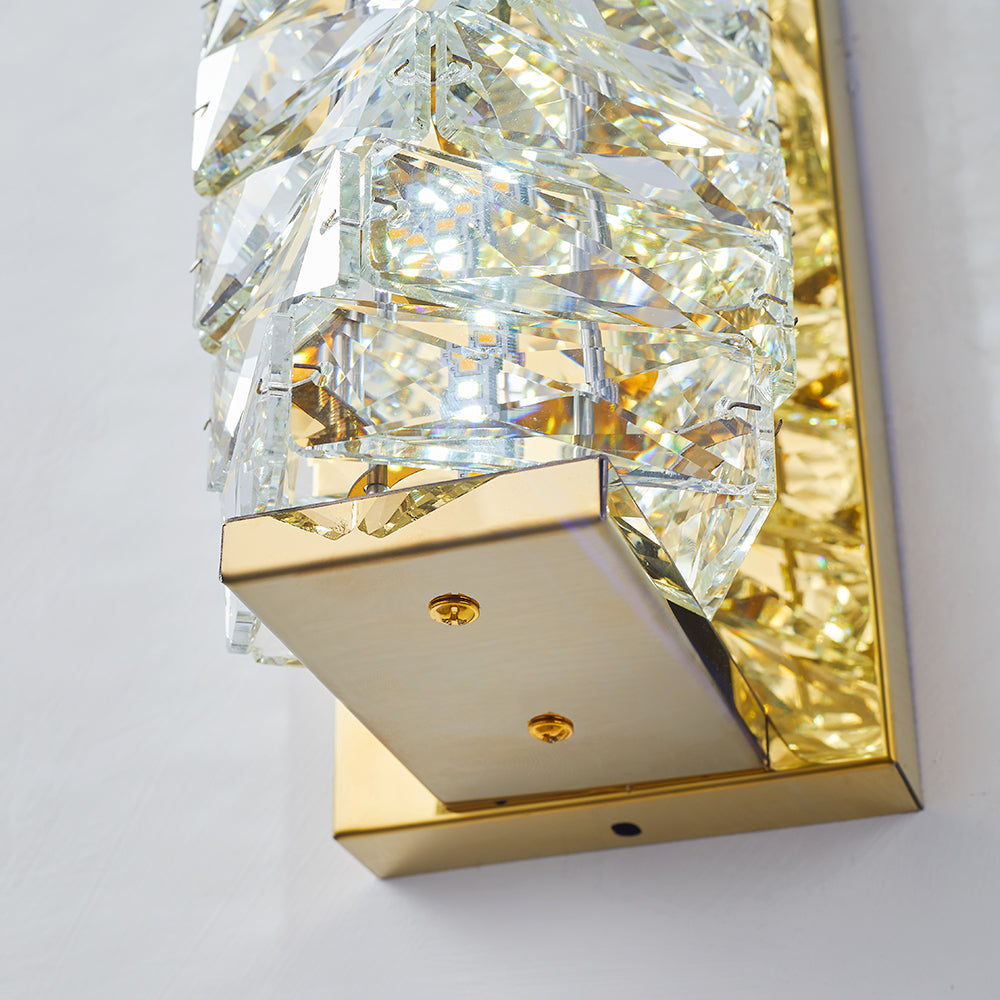 Kristy Modern Rectangular Crystal LED Vanity Wall Light with Metal Frame