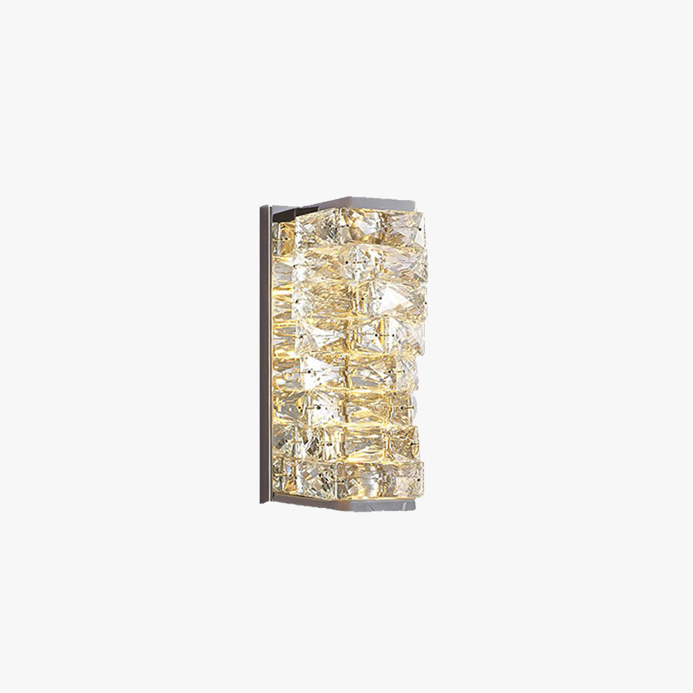 Kristy Modern Rectangular Crystal LED Vanity Wall Light with Metal Frame