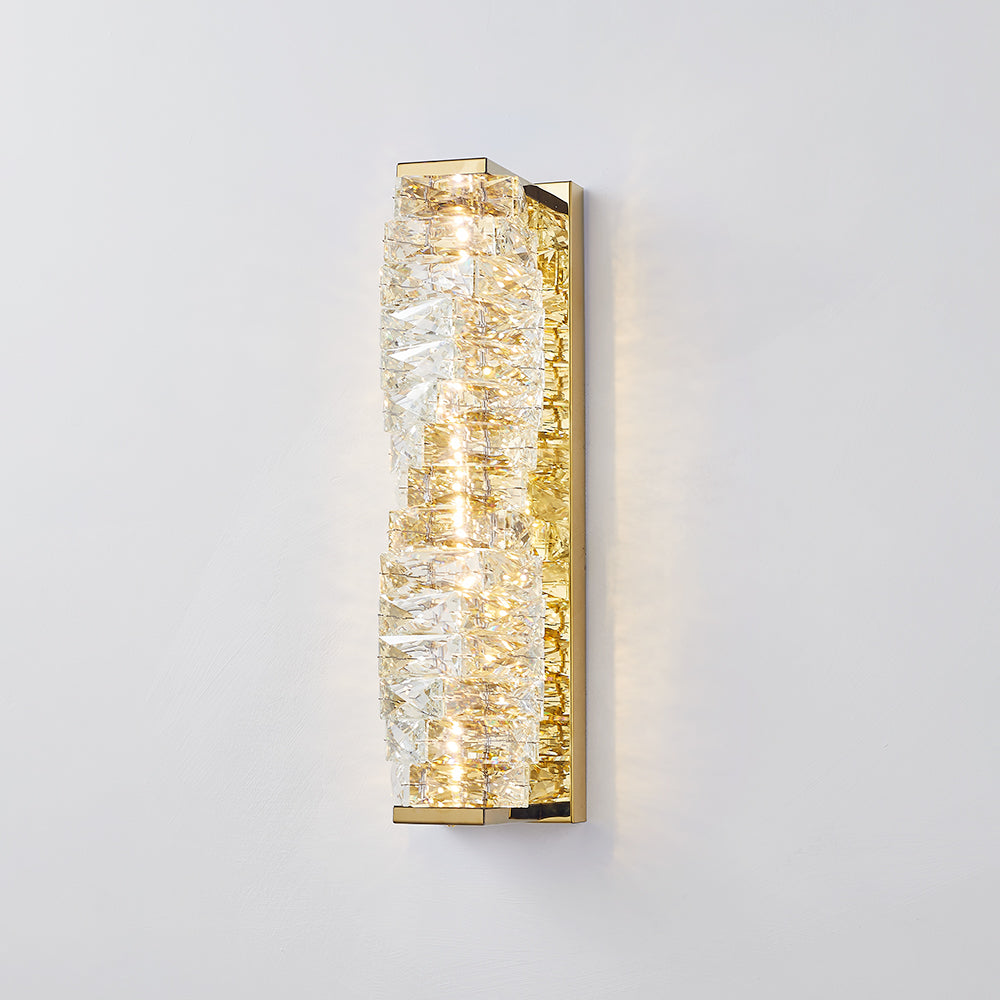 Kristy Modern Rectangular Crystal LED Vanity Wall Light with Metal Frame