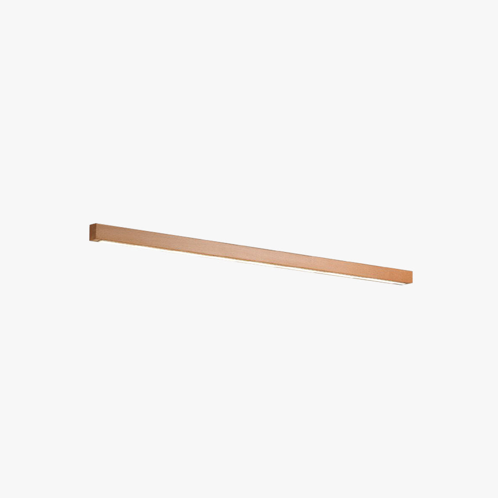 Muto Modern Linear Vanity Wall Lamp with Wooden Front and Mirror Finish