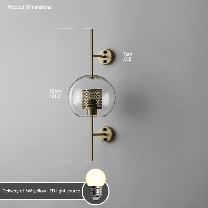 Industrial Hurricane Wall Sconce Brass Glass Vintage Indoor Bedroom Living Room Bar — Black Brass