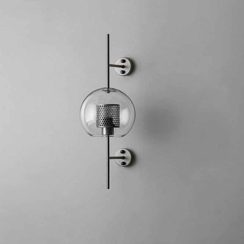 Industrial Hurricane Wall Sconce Brass Glass Vintage Indoor Bedroom Living Room Bar — Black Brass