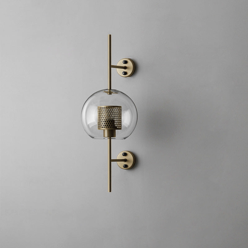 Industrial Hurricane Wall Sconce Brass Glass Vintage Indoor Bedroom Living Room Bar — Black Brass