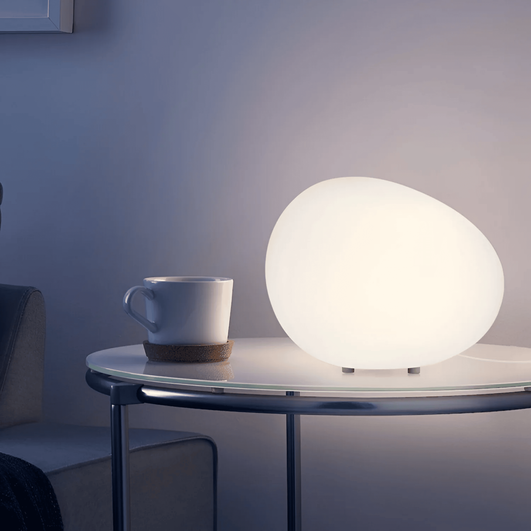 PebbleGlow LED Night Light Minimalist Bedside Lamp Warm White Rechargeable