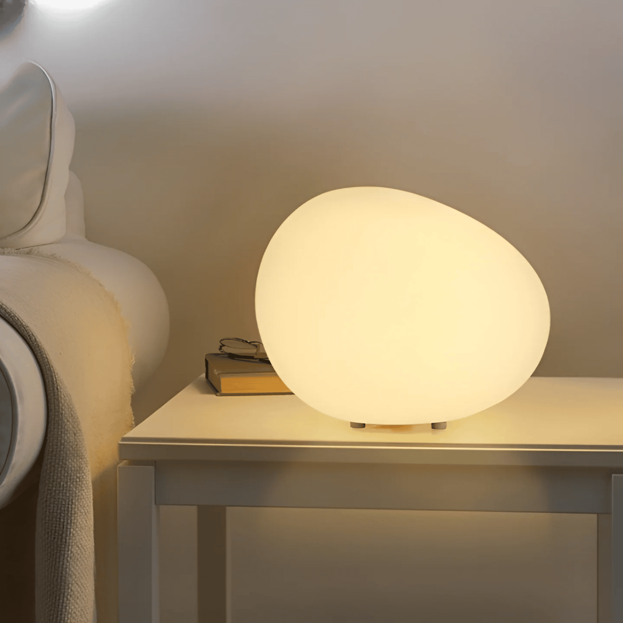 PebbleGlow LED Night Light Minimalist Bedside Lamp Warm White Rechargeable