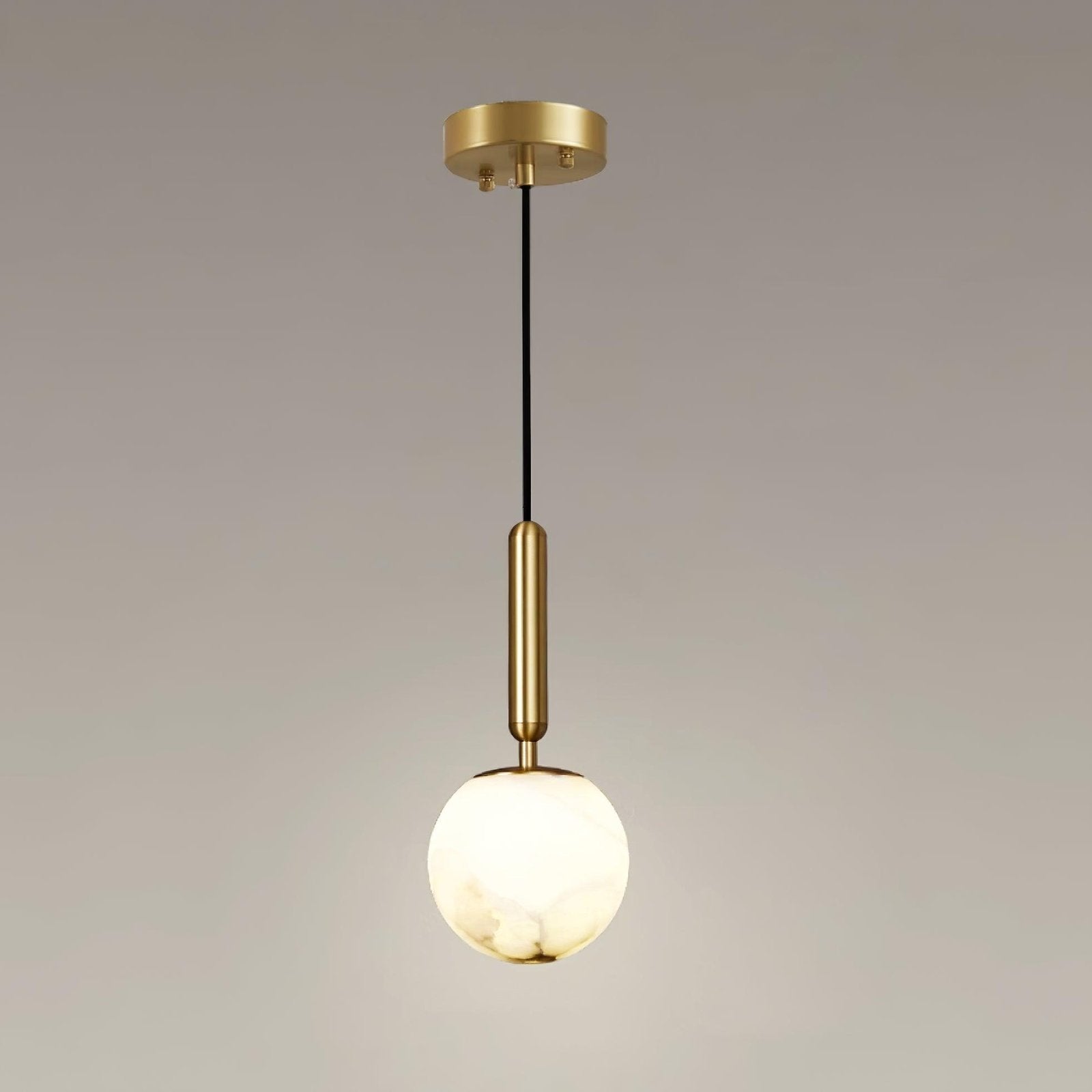 Brass Alabaster Globe Pendant Light G9 LED Modern Kitchen Island Dining Bedroom — Brass White