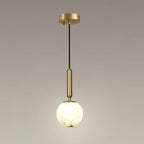 Conical Brass Alabaster Pendant Light Natural Stone Warm LED Dining Room Bedroom — Brass Hardware
