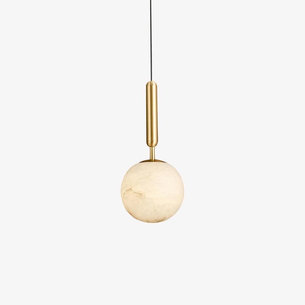 Conical Brass Alabaster Pendant Light Natural Stone Warm LED Dining Room Bedroom — Brass Hardware