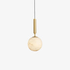 Brass Alabaster Globe Pendant Light G9 LED Modern Kitchen Island Dining Bedroom — Brass White