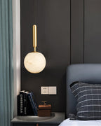 Brass Alabaster Globe Pendant Light G9 LED Modern Kitchen Island Dining Bedroom — Brass White