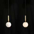 Conical Brass Alabaster Pendant Light Natural Stone Warm LED Dining Room Bedroom — Brass Hardware