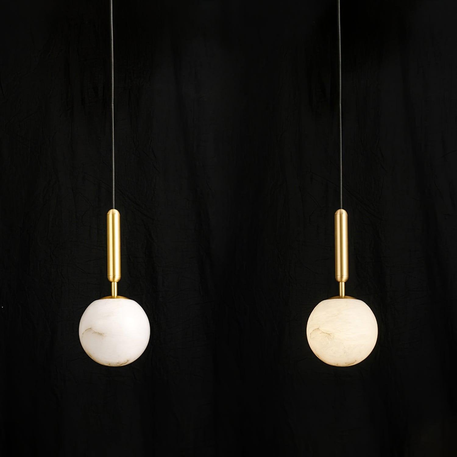 Conical Brass Alabaster Pendant Light Natural Stone Warm LED Dining Room Bedroom — Brass Hardware