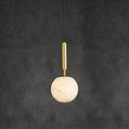 Brass Alabaster Globe Pendant Light G9 LED Modern Kitchen Island Dining Bedroom — Brass White