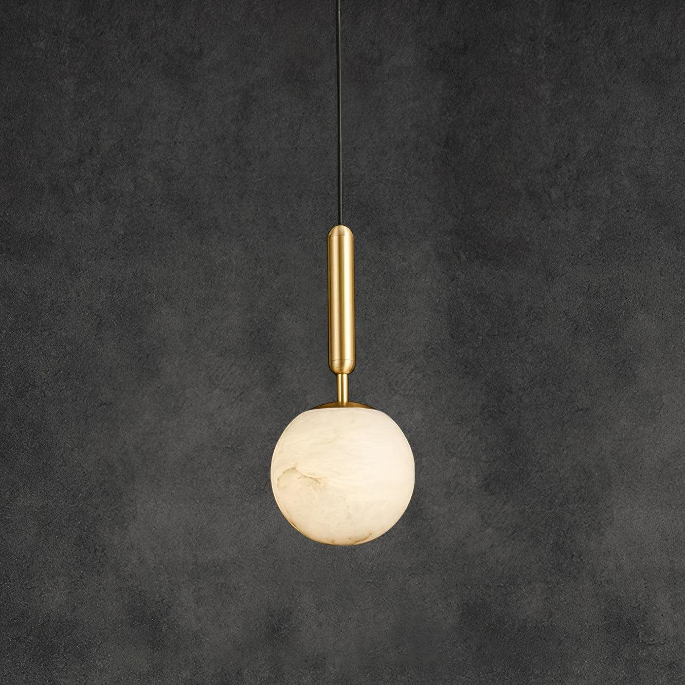 Brass Alabaster Globe Pendant Light G9 LED Modern Kitchen Island Dining Bedroom — Brass White