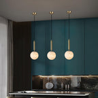Conical Brass Alabaster Pendant Light Natural Stone Warm LED Dining Room Bedroom — Brass Hardware