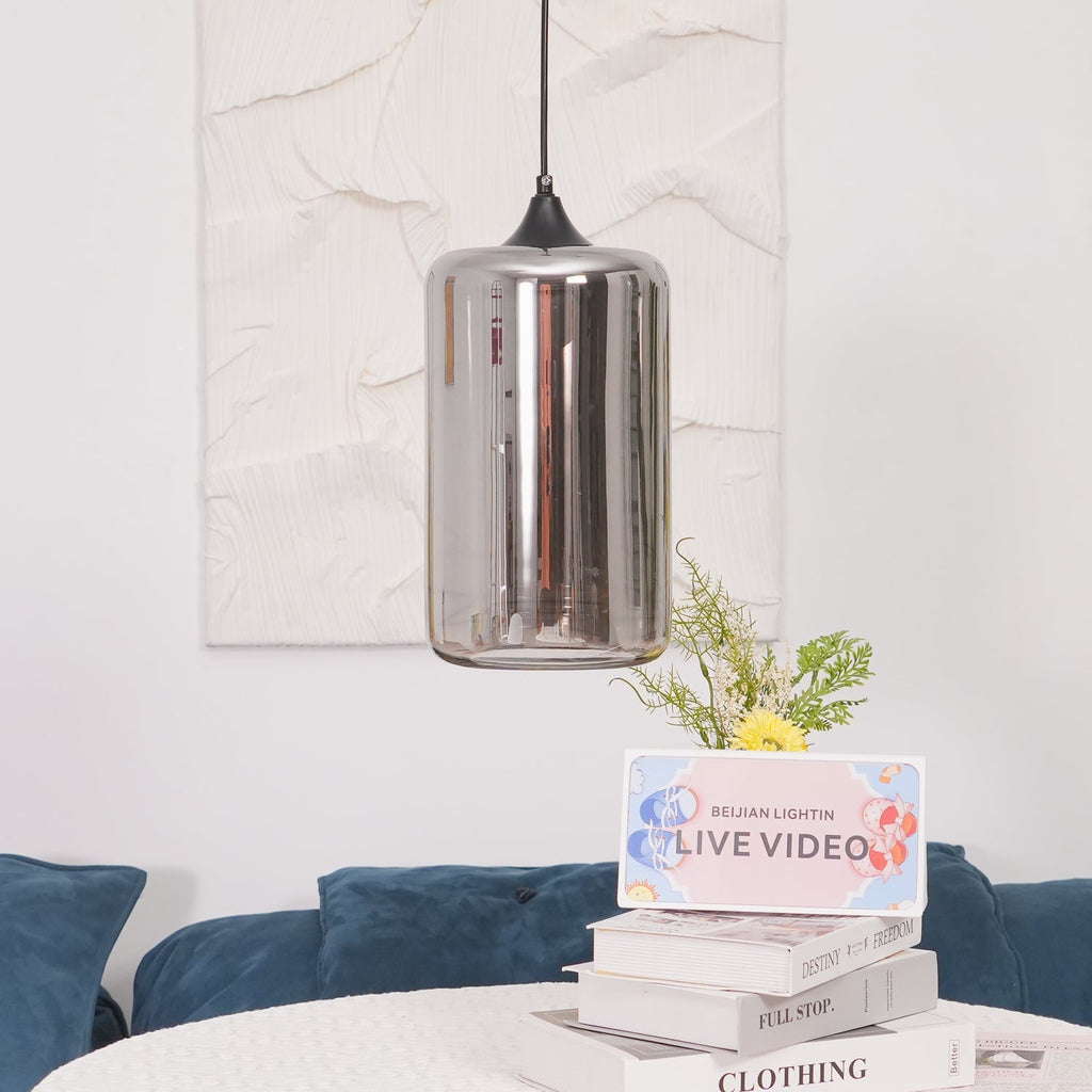 June Minimalist Bottle Glass Pendant Light Smoke Gray