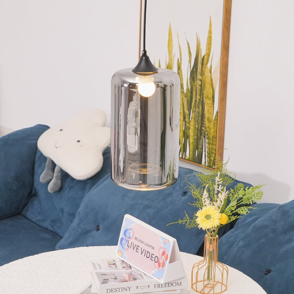 June Minimalist Bottle Glass Pendant Light Smoke Gray