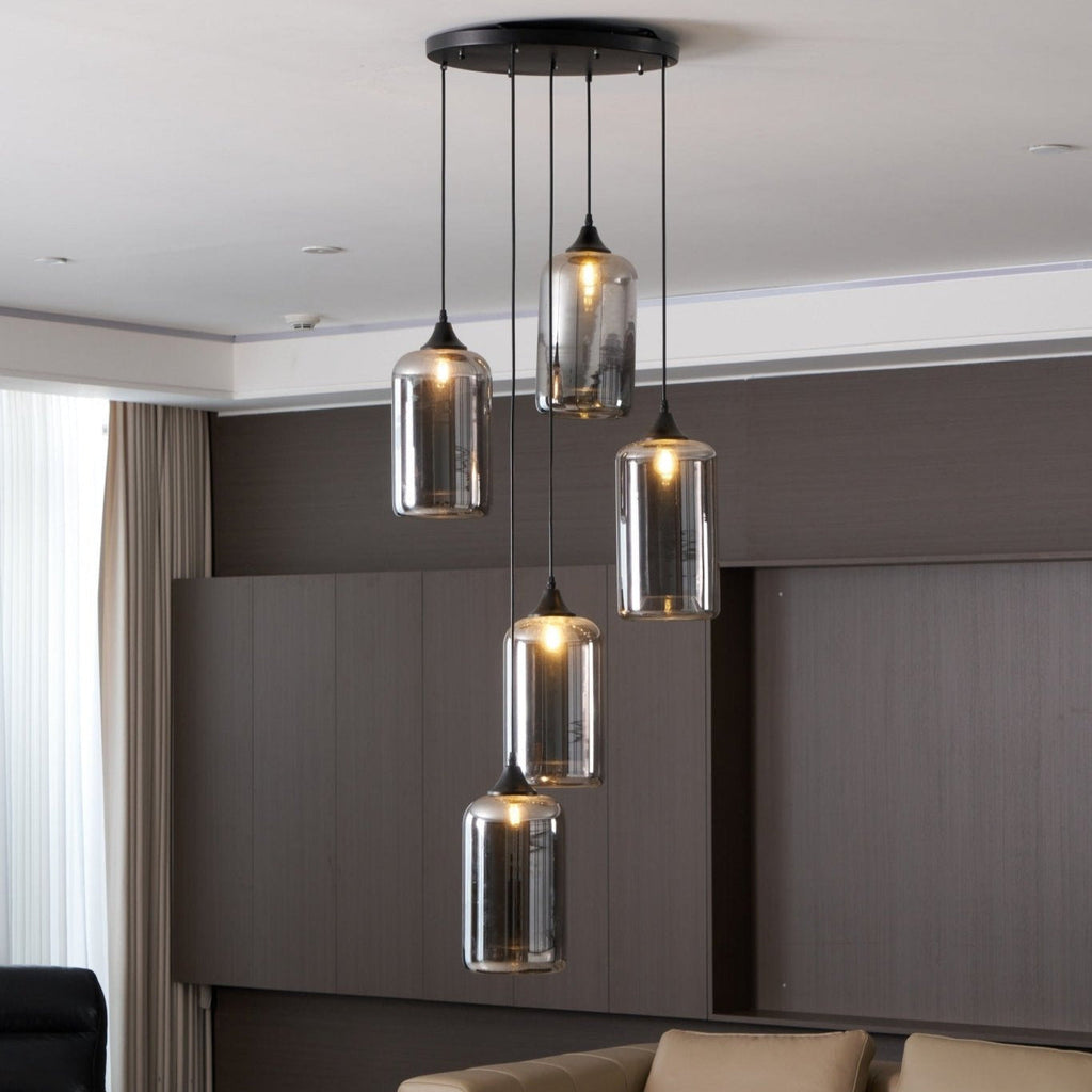 June Minimalist Bottle Glass Pendant Light Smoke Gray