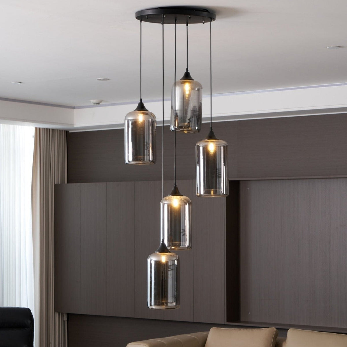 June Minimalist Bottle Glass Pendant Light Smoke Gray