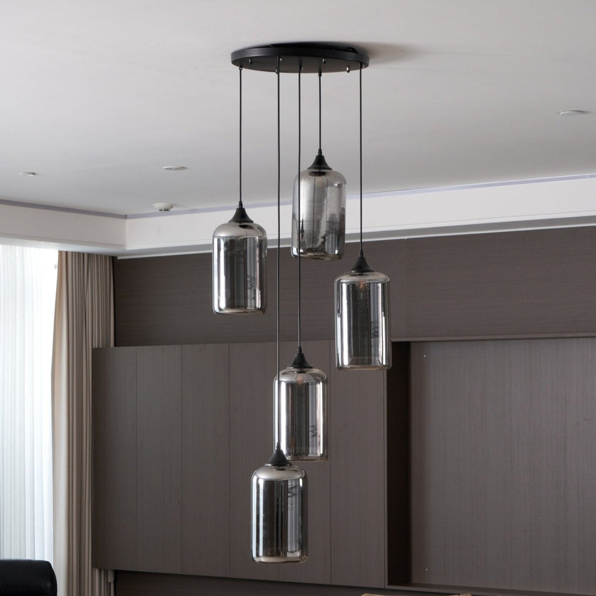 June Minimalist Bottle Glass Pendant Light Smoke Gray