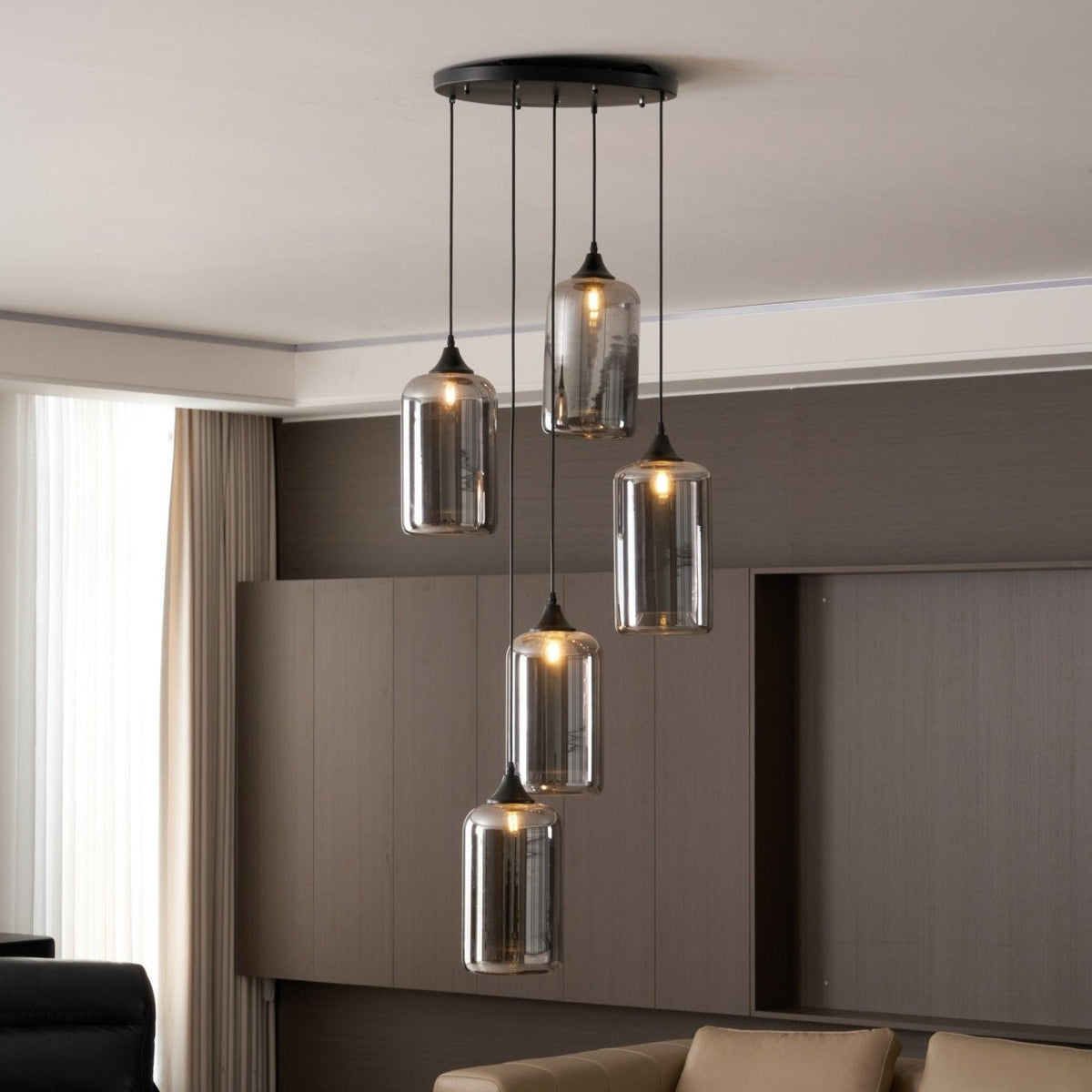 June Minimalist Bottle Glass Pendant Light Smoke Gray