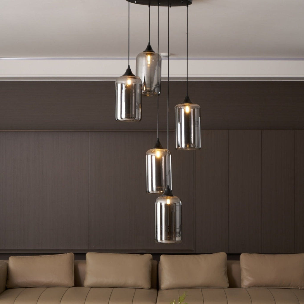 June Minimalist Bottle Glass Pendant Light Smoke Gray