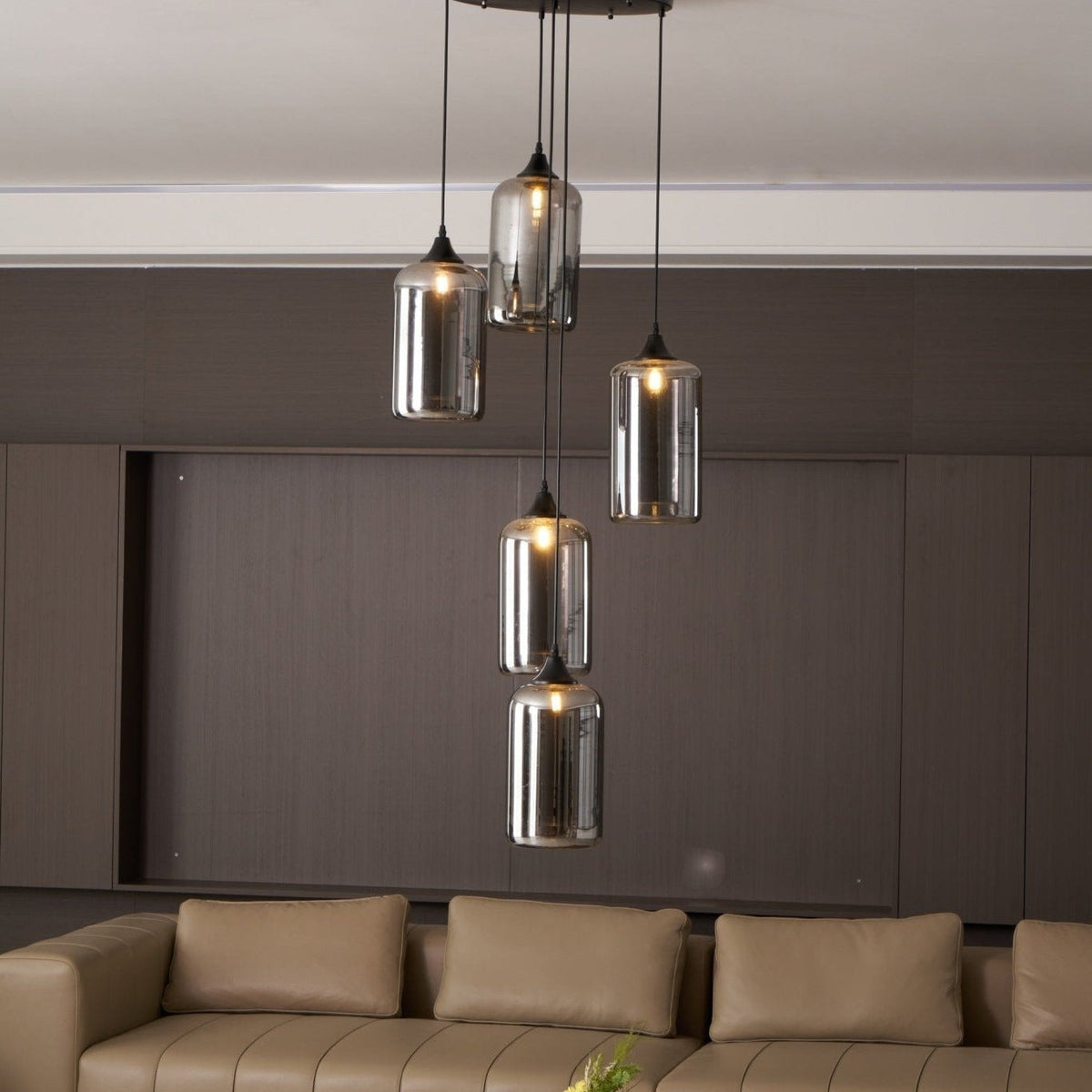 June Minimalist Bottle Glass Pendant Light Smoke Gray