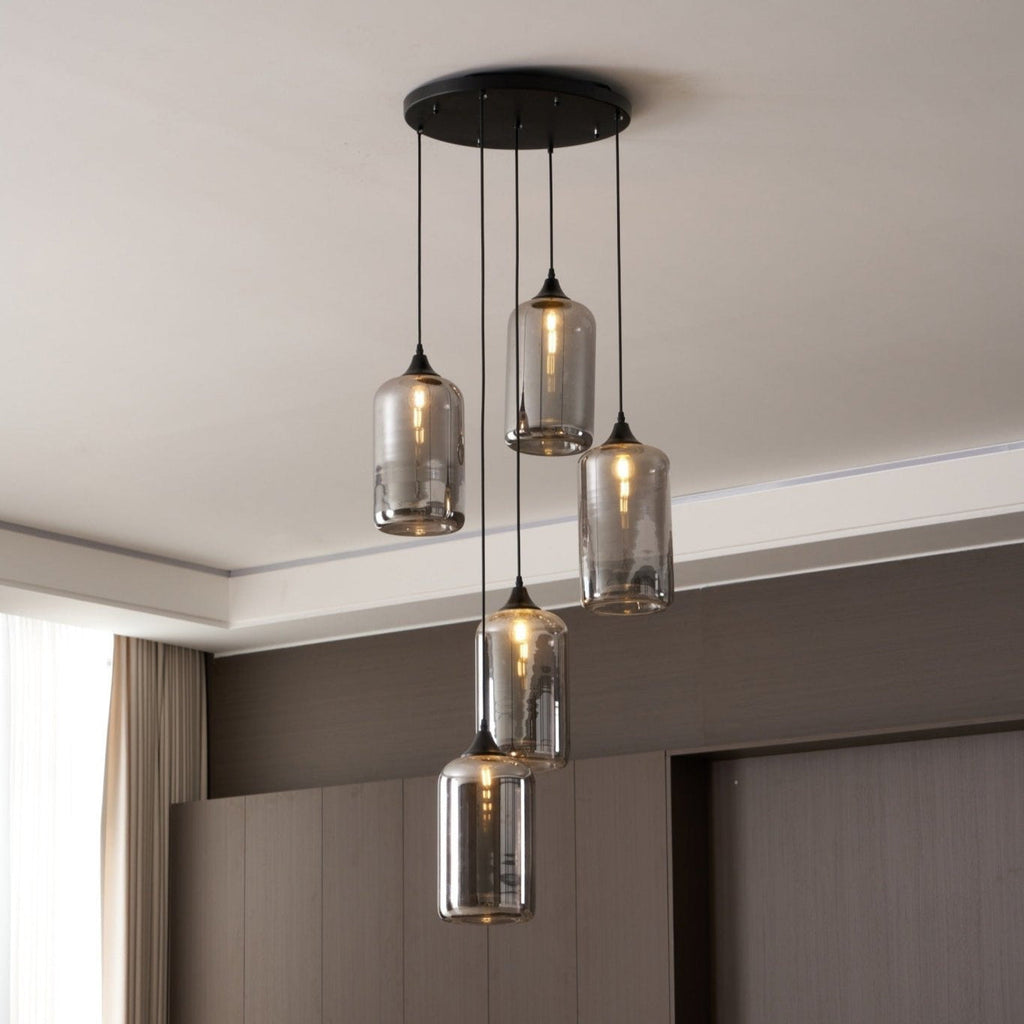 June Minimalist Bottle Glass Pendant Light Smoke Gray