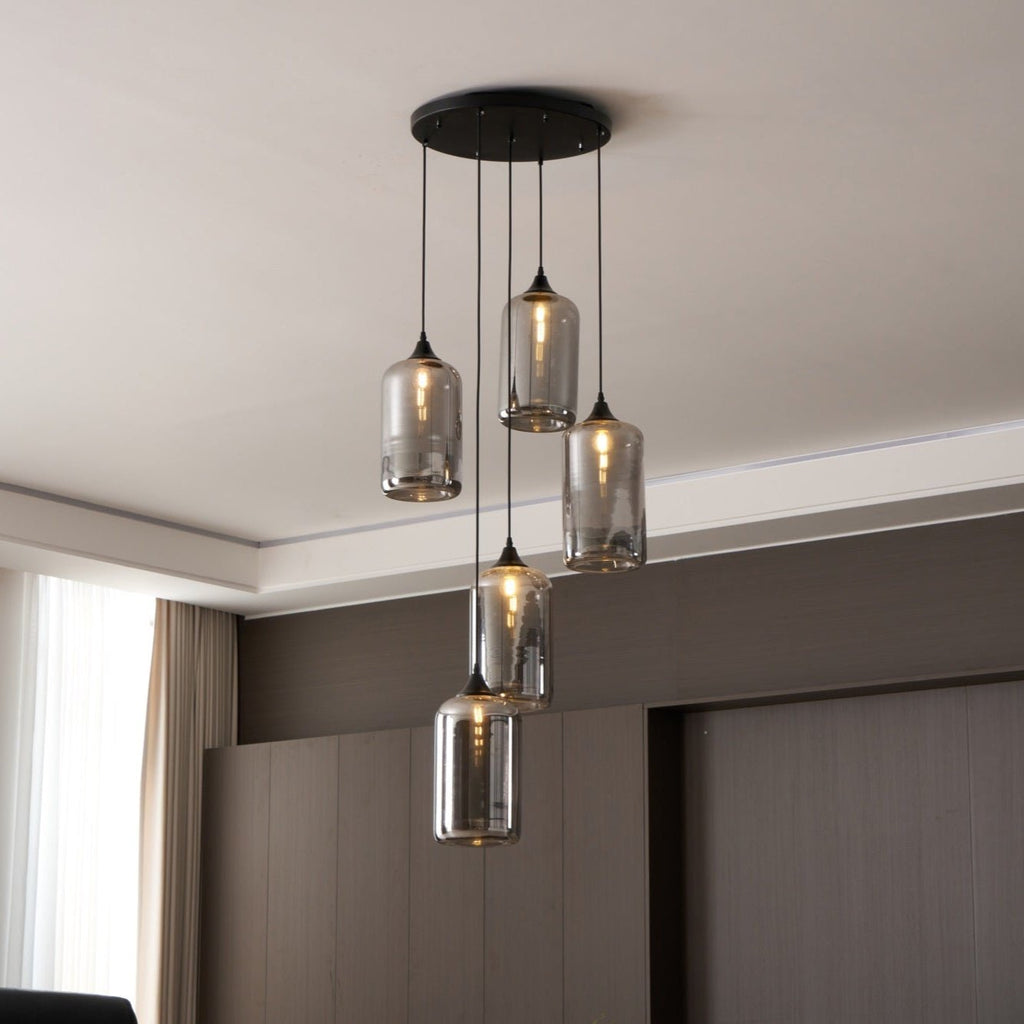 June Minimalist Bottle Glass Pendant Light Smoke Gray