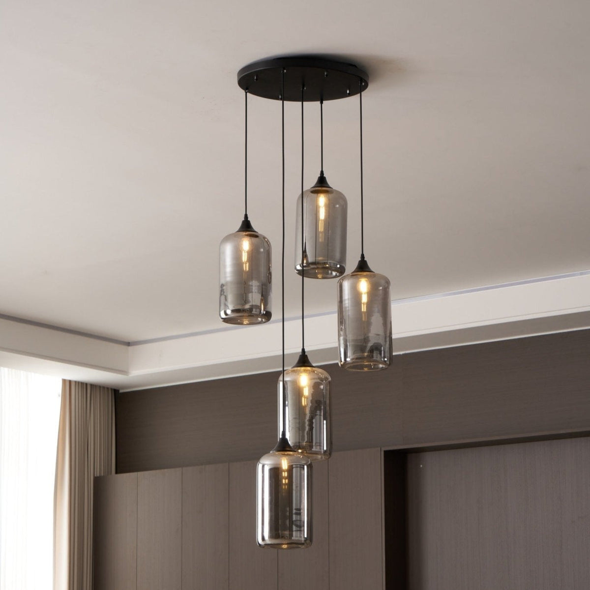 June Minimalist Bottle Glass Pendant Light Smoke Gray