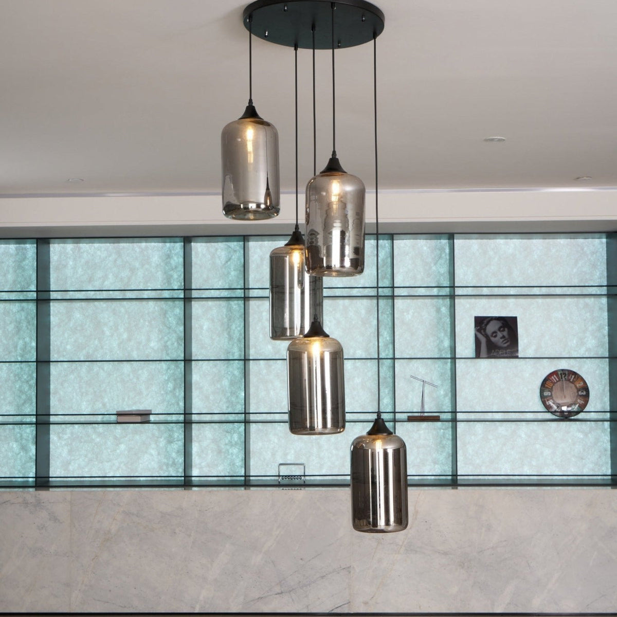 June Minimalist Bottle Glass Pendant Light Smoke Gray